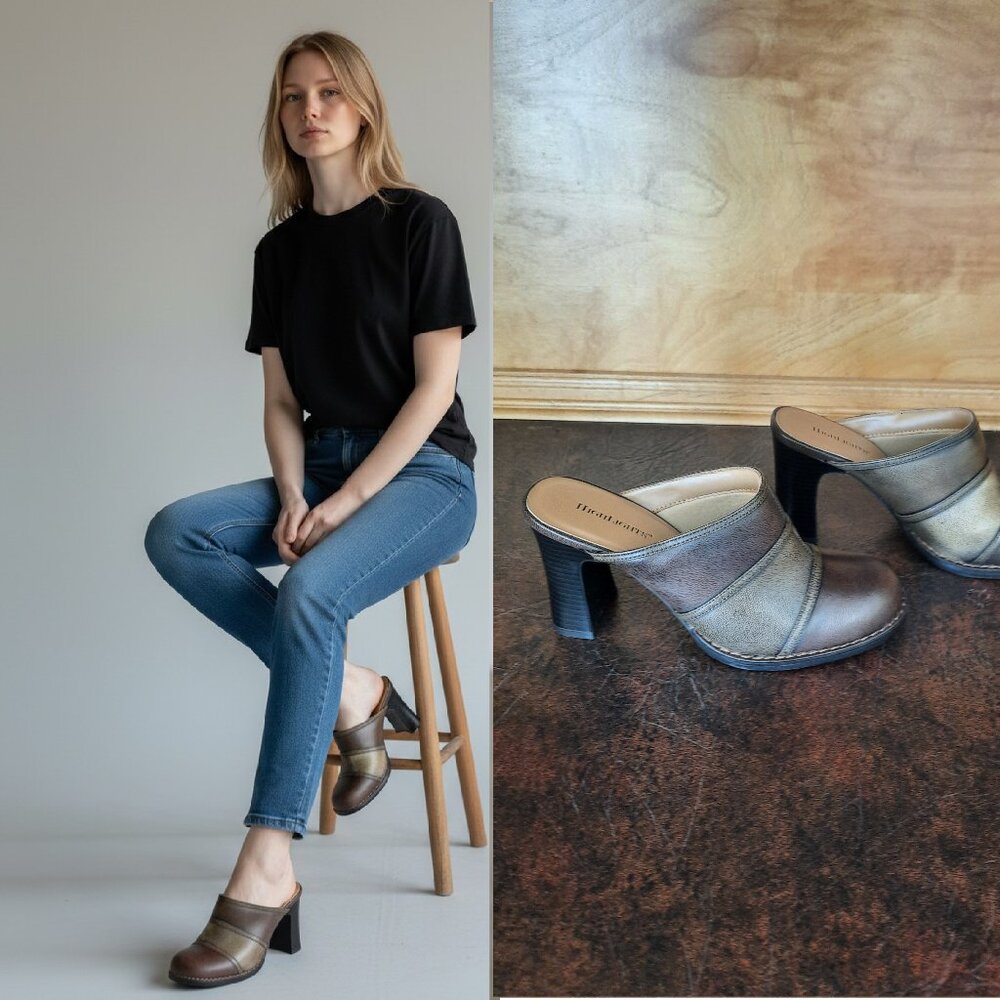 Vtg Y2K stacked heel mules - Highlights brand